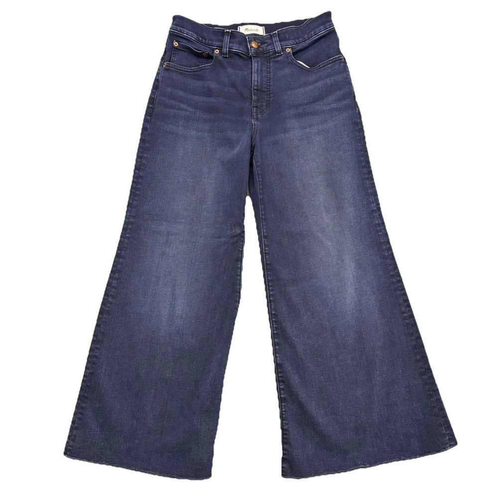 Madewell Flared Wide Leg Crop Jeans Womens 28 Petite High Rise Stretch Denim
